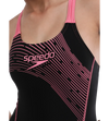 Girl's Endurance 10 Medley Logo Muslceback One Piece V-Cut Swimsuit - Black & Fandango Pink