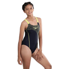 Girl's Endurance Medley Logo Muscleback Swimwear - True Navy & Lemon Drizzle_3