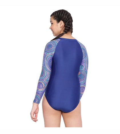 Girl's Long Sleeve Swimsuit Swimwear - Ammonite & Soft Coral_4