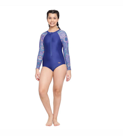 Girl's Long Sleeve Swimsuit Swimwear - Ammonite & Soft Coral_6