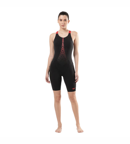 Women's Endurance Hydrorpo Legsuit Swimwear  - Black  &  Fed Red_5