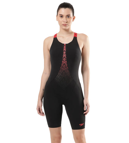 Women's Endurance Hydrorpo Legsuit Swimwear  - Black  &  Fed Red_1