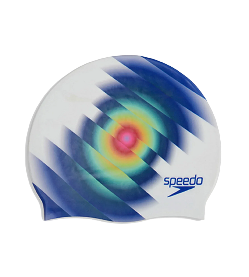 Unisex Digital Printed Swim Cap For Men and Women - White & Blue