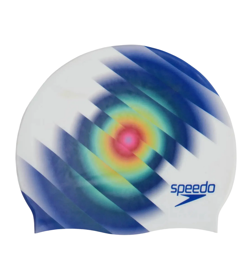 Unisex Digital Printed Swim Cap For Men and Women - White & Blue