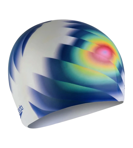 Unisex Digital Printed Swim Cap For Men and Women - White & Blue