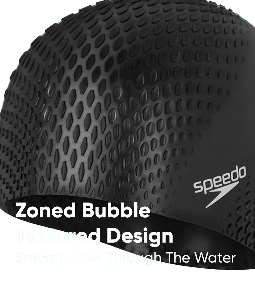 Unisex Adult Bubble Active+ Swim Cap For Men and Women - Black