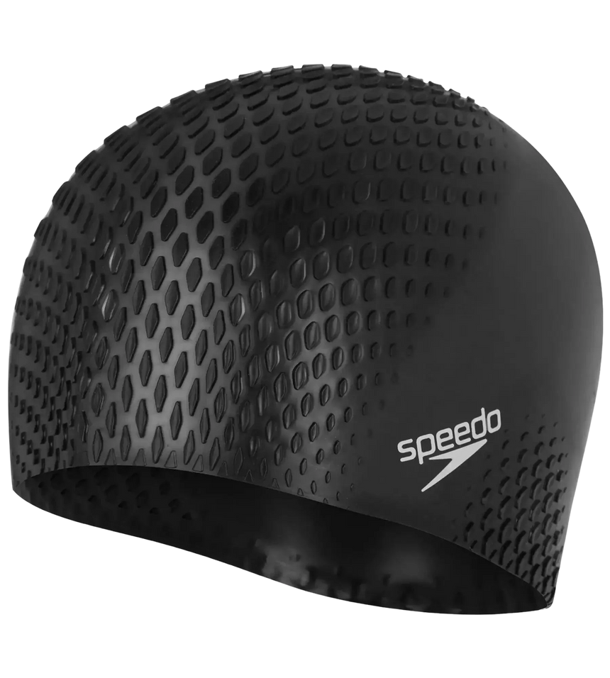 Unisex Adult Bubble Active+ Swim Cap For Men and Women - Black