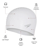 Unisex Bubble Active+ Swim Cap For Men and Women - White