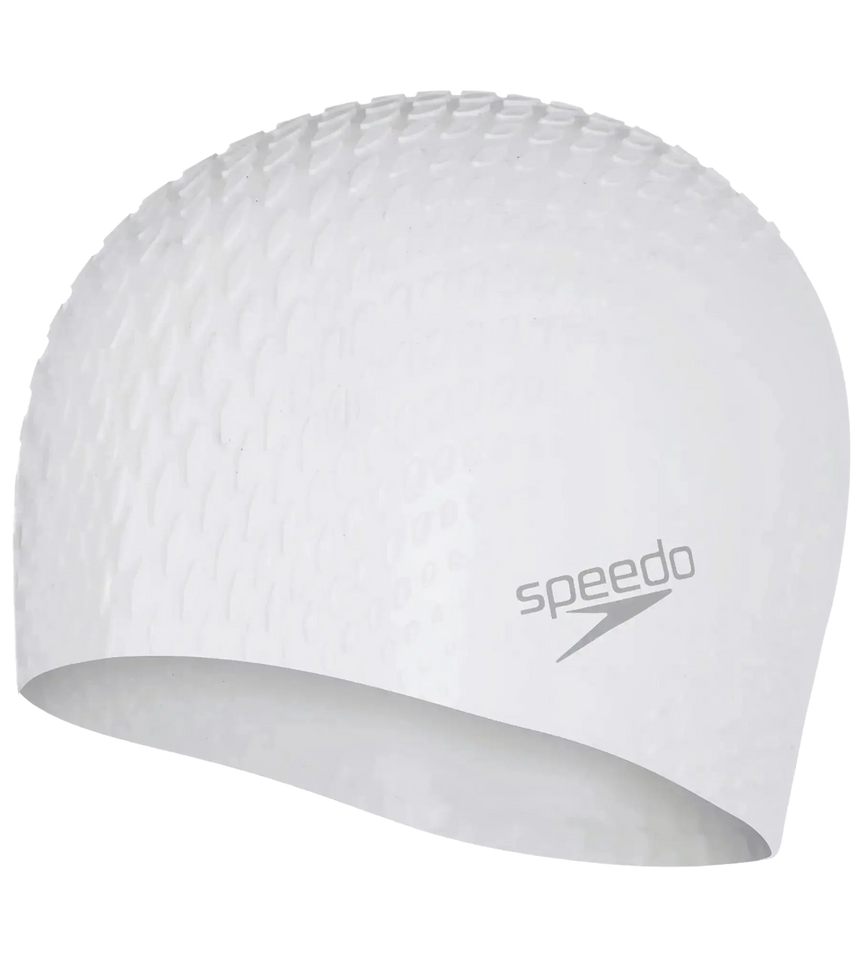 Unisex Bubble Active+ Swim Cap For Men and Women - White