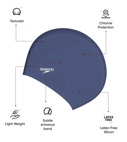 Unisex Adult Bubble Active+ Chlorine Resistant Swim Cap For Men and Women - Blue