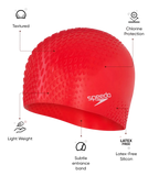 Unisex Bubble Active+ Swim Cap For Men and Women - Red