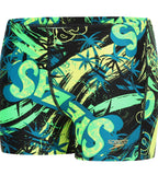 Boys Endurance 10 Jumping Fun Printed Aquashort - Black, Fluo Green & Fluo Yellow
