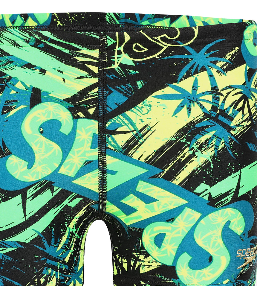 Boys Endurance 10 Jumping Fun Printed Aquashort - Black, Fluo Green & Fluo Yellow
