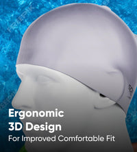 Unisex Moulded Silicone Swim Cap For Men and Women - Grey