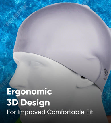 Unisex Moulded Silicone Swim Cap For Men and Women - Grey