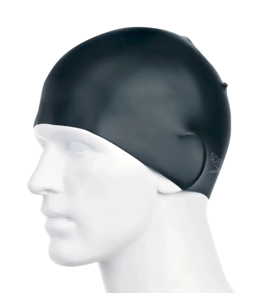 Unisex Moulded Silicone Swim Cap For Men and Women - Black