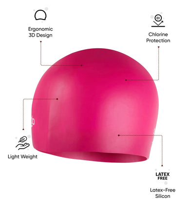 Unisex Moulded Silicone Swim Cap For Men and Women - Purple