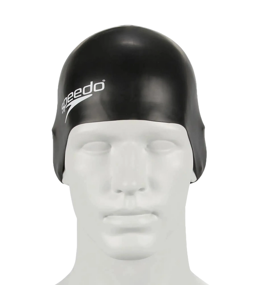 Unisex Kids Moulded Silicone Chlorine Resistant Swim Cap For Boys and Girls - Black
