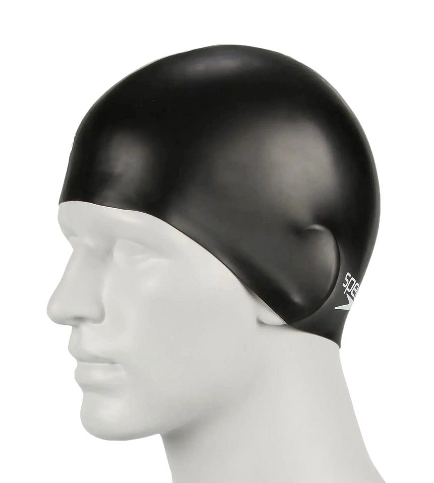 Unisex Kids Moulded Silicone Chlorine Resistant Swim Cap For Boys and Girls - Black
