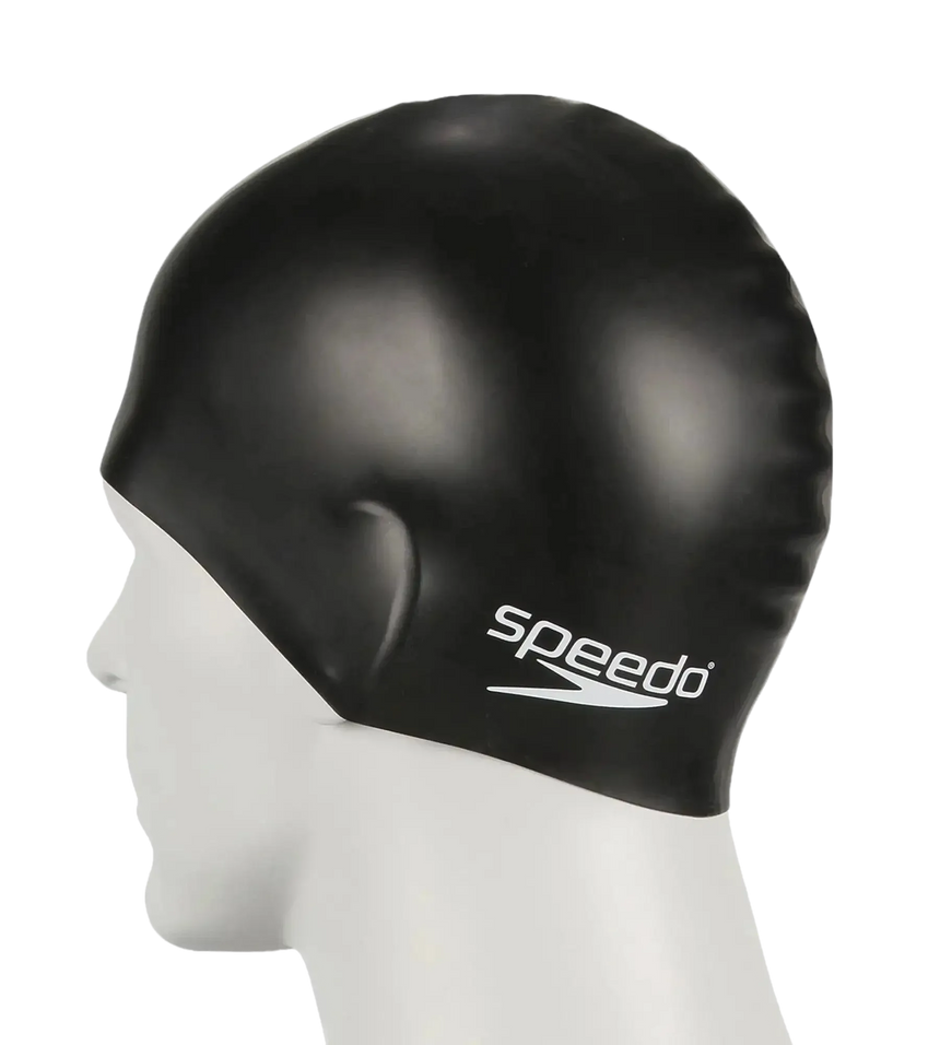 Unisex Kids Moulded Silicone Chlorine Resistant Swim Cap For Boys and Girls - Black