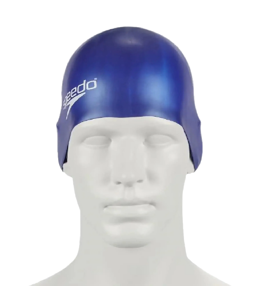 Unisex Kids Moulded Silicone Chlorine Resistant Swim Cap For Boys and Girls - Blue