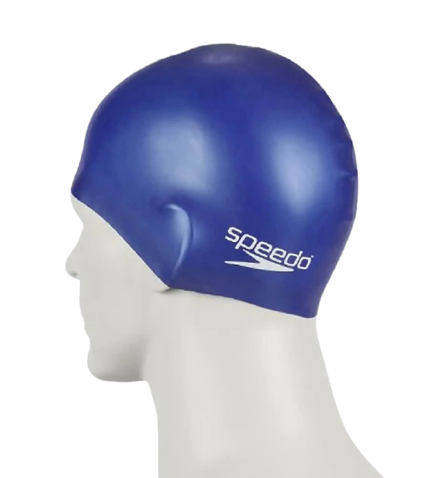 Unisex Kids Moulded Silicone Chlorine Resistant Swim Cap For Boys and Girls - Blue