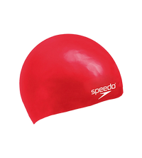 Unisex Kids Moulded Silicone Chlorine Resistant Swim Cap For Boys and Girls - Red