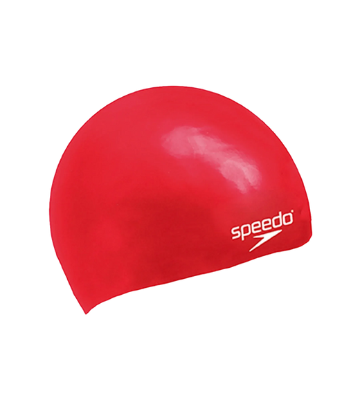 Unisex Kids Moulded Silicone Chlorine Resistant Swim Cap For Boys and Girls - Red