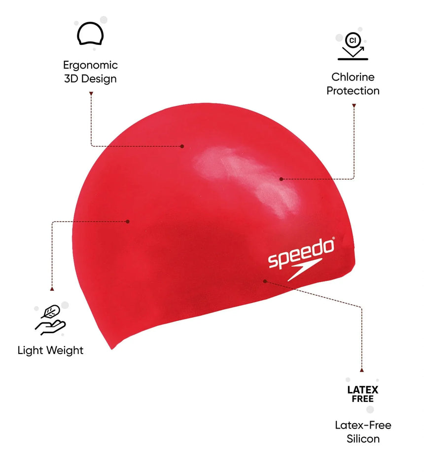 Buy Speedo Moulded Silicone Swim Caps Red Online | Speedo India