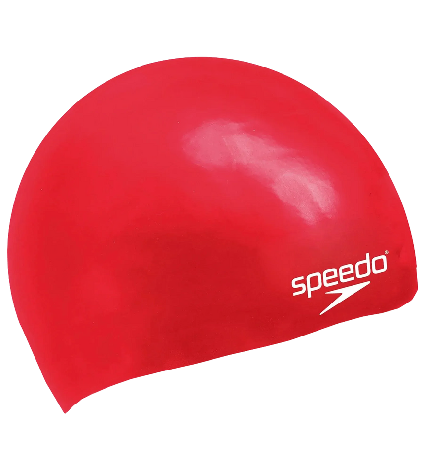 Unisex Kids Moulded Silicone Chlorine Resistant Swim Cap For Boys and Girls - Red