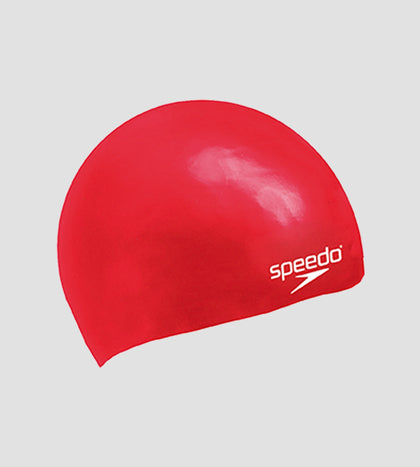 Unisex Kids Moulded Silicone Chlorine Resistant Swim Cap For Boys and Girls - Red