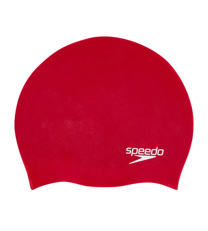 Unisex Junior Moulded Silicone Swim Caps - Red_1