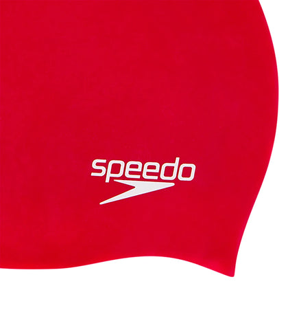 Unisex Junior Moulded Silicone Swim Caps - Red_3