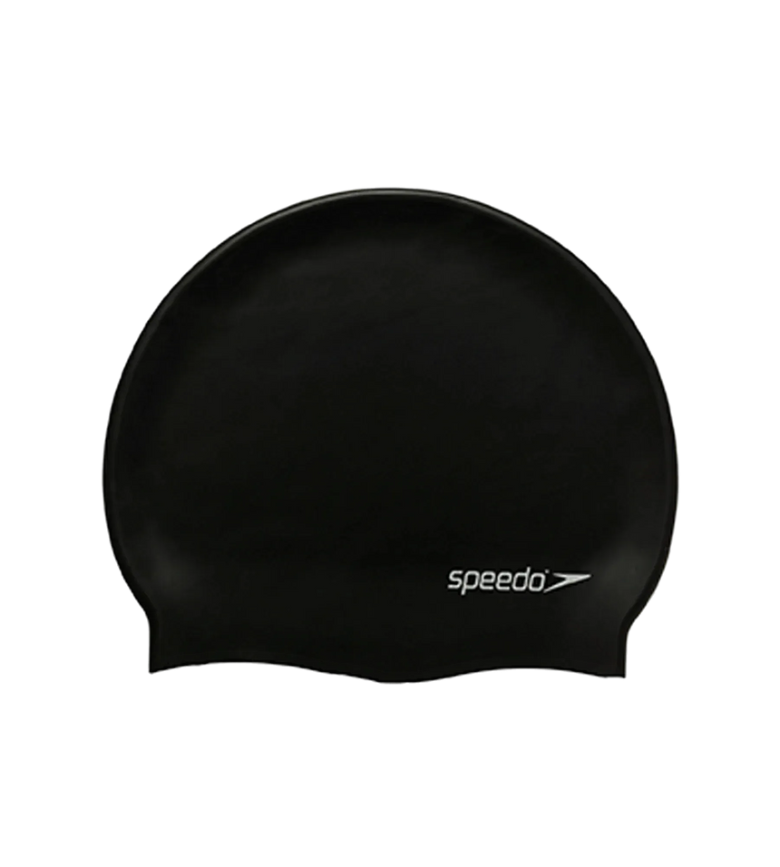 Unisex Flat Silicone Swim Cap For Men and Women - Black