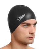 Unisex Flat Silicone Swim Cap For Men and Women - Black