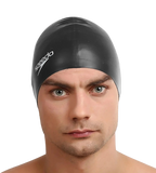 Unisex Flat Silicone Swim Cap For Men and Women - Black