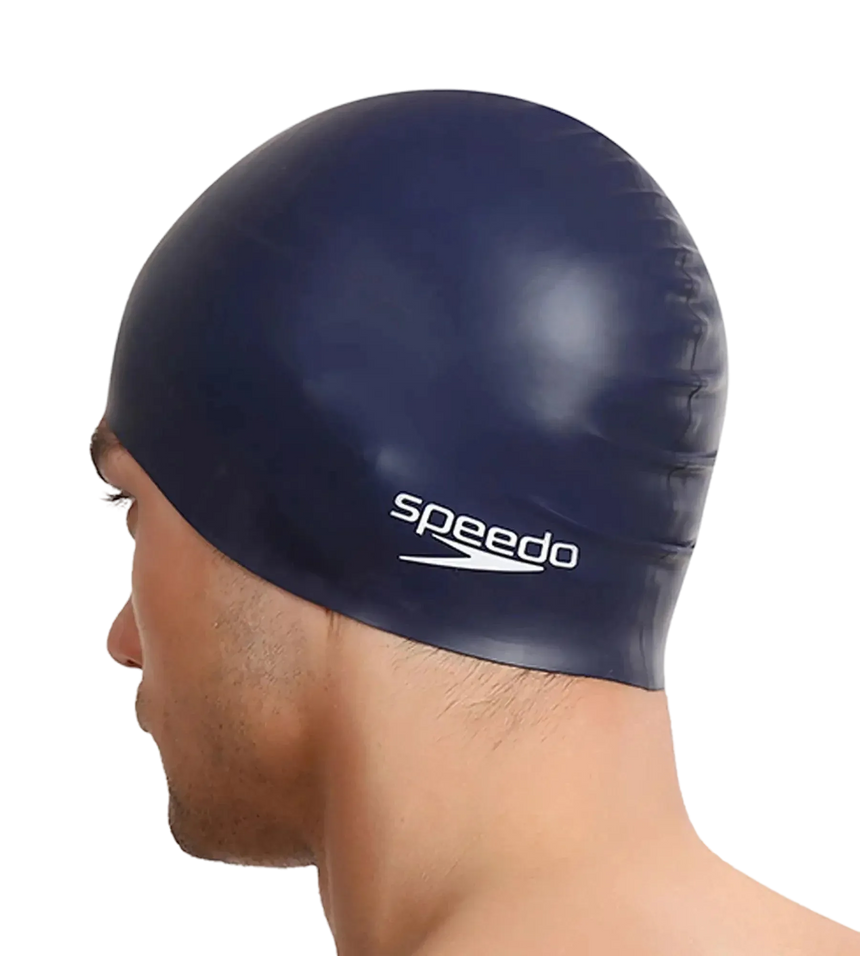 Unisex Flat Silicone Swim Cap For Men and Women - Navy