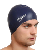 Unisex Flat Silicone Swim Cap For Men and Women - Navy