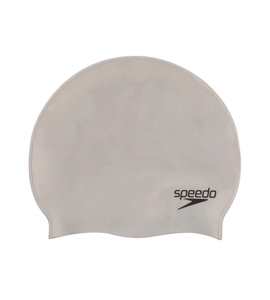 Unisex Flat Silicone Swim Cap For Men and Women - Silver