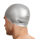 Unisex Flat Silicone Swim Cap For Men and Women - Silver