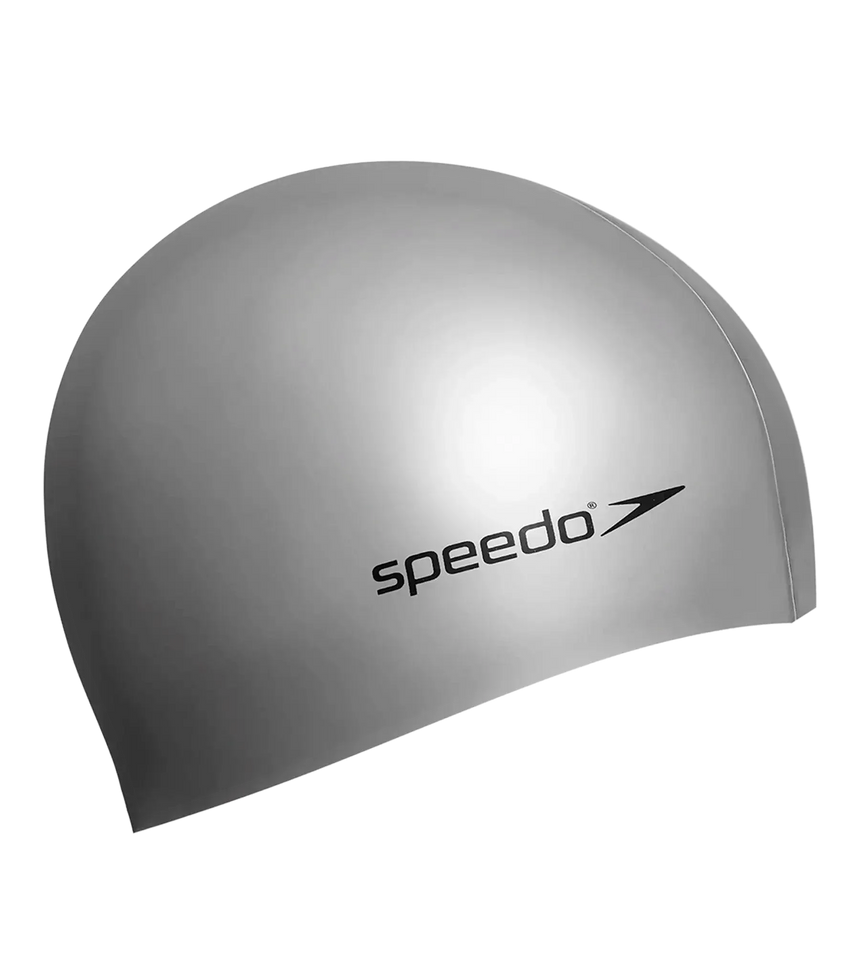 Unisex Flat Silicone Swim Cap For Men and Women - Silver