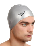 Unisex Flat Silicone Swim Cap For Men and Women - Silver