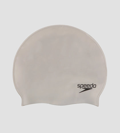 Unisex Flat Silicone Swim Cap For Men and Women - Silver