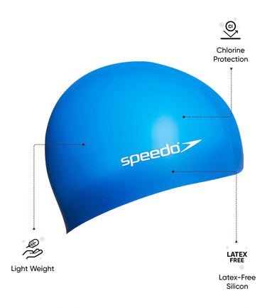 Unisex Kids Flat Silicone Swim Caps - Assorted Colours