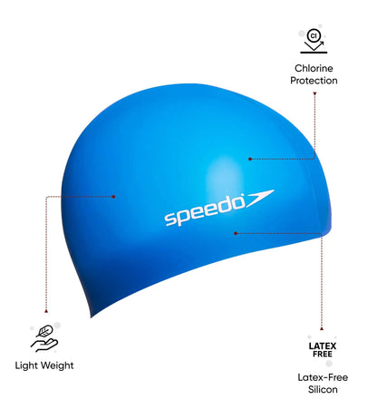 Unisex Kids Flat Silicone Swim Caps - Assorted Colours