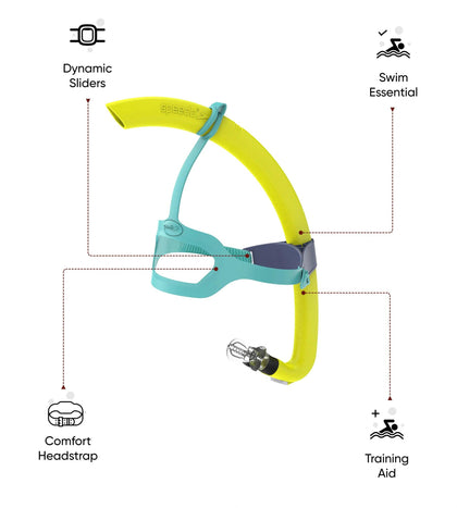 Unisex Kids Centre Snorkel With Head Belt For Boys and Girls - Yellow