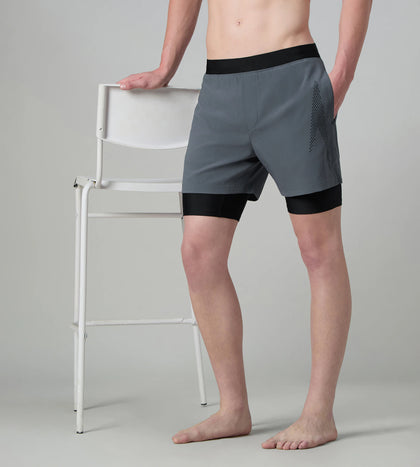 Men's 4 Way Comfort Stretch Volley Watershorts With Built In Jammer - Grey Lead & Anthracite