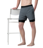 Men's 4 Way Comfort Stretch Volley Watershorts With Built In Jammer - Grey Lead & Anthracite