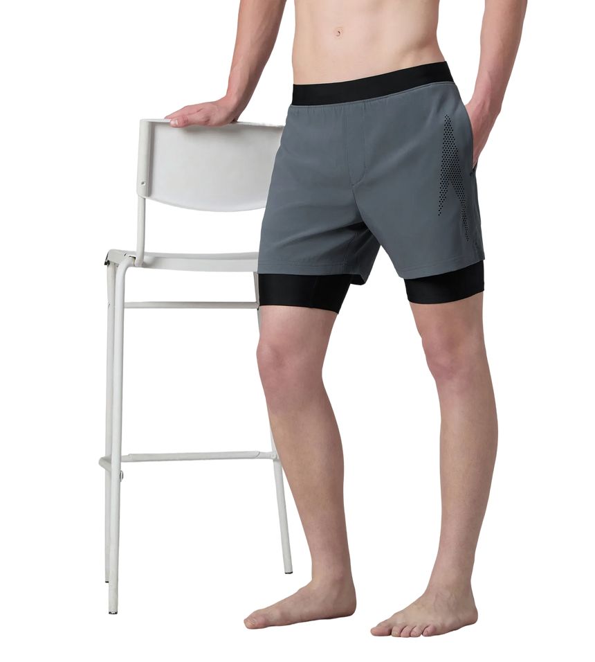 Men's 4 Way Comfort Stretch Volley Watershorts With Built In Jammer - Grey Lead & Anthracite