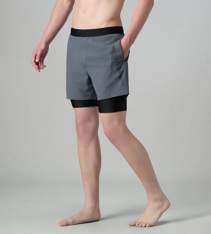 Men's 4 Way Comfort Stretch Volley Watershorts With Built In Jammer - Grey Lead & Anthracite